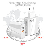 Caricabatterie GaN USB-C/Type-C+USB a doppia porta da 65 W Caricabatterie universale per laptop QC3.0, EU Plug Black, EU Plug White, US Plug Black, US Plug White, UK Plug Black, UK Plug White