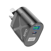 65W GAN PD + QC3.0 Caricabatterie rapido Telefono Notebook Computer Testa di ricarica universale, EU Plug Black, UK Plug Black, US Plug Black, AU Plug Black, EU Plug White, UK Plug White, US Plug White, AU Plug White
