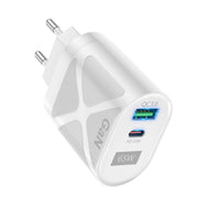 65W GAN PD + QC3.0 Caricabatterie rapido Telefono Notebook Computer Testa di ricarica universale, EU Plug Black, UK Plug Black, US Plug Black, AU Plug Black, EU Plug White, UK Plug White, US Plug White, AU Plug White