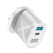 65W GAN PD + QC3.0 Caricabatterie rapido Telefono Notebook Computer Testa di ricarica universale, EU Plug Black, UK Plug Black, US Plug Black, AU Plug Black, EU Plug White, UK Plug White, US Plug White, AU Plug White