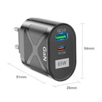 Caricabatterie rapido 65W GAN PD + QC3.0 universale