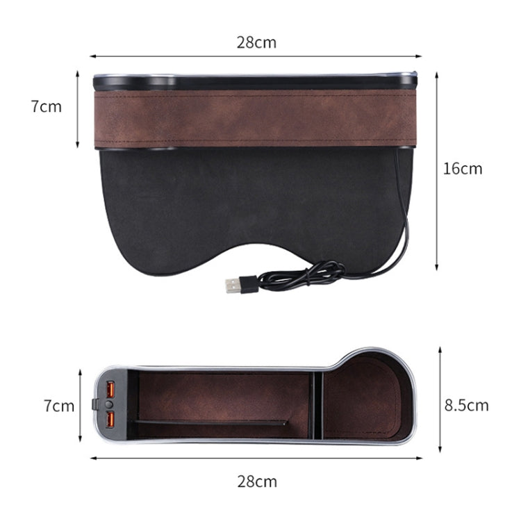 Car Central Control Seat Gap Storage Box con doppia luce ambientale USB, Suede Wine Red Principal Driver, Suede Wine Red Co-pilot, Suede Coffee Principal Driver, Suede Coffee Co-pilot, Suede Black Principal Driver, Suede Black Co-pilot                 ...