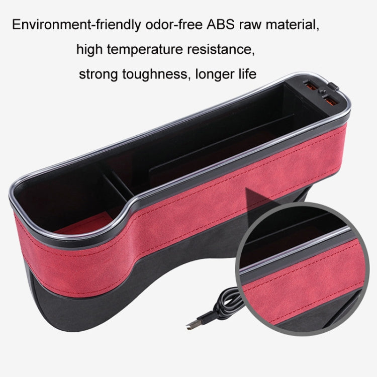 Car Central Control Seat Gap Storage Box con doppia luce ambientale USB, Suede Wine Red Principal Driver, Suede Wine Red Co-pilot, Suede Coffee Principal Driver, Suede Coffee Co-pilot, Suede Black Principal Driver, Suede Black Co-pilot                 ...