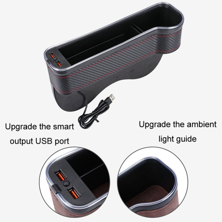Car Central Control Seat Gap Storage Box con doppia luce ambientale USB, Suede Wine Red Principal Driver, Suede Wine Red Co-pilot, Suede Coffee Principal Driver, Suede Coffee Co-pilot, Suede Black Principal Driver, Suede Black Co-pilot                 ...