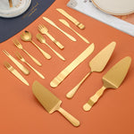 Strumenti per la cottura della torta del dolce della forchetta del coltello della torta della luna dell'acciaio inossidabile, 14pcs/set Gold