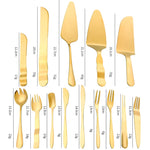 Strumenti per la cottura della torta del dolce della forchetta del coltello della torta della luna dell'acciaio inossidabile, 14pcs/set Gold
