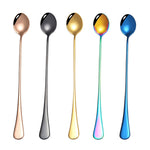 Cucchiaio per mescolare bevande ghiacciate con manico lungo in acciaio inossidabile 2 pezzi 304, Stainless Steel Color, Titanium Gold, Rose Gold, Colorful, Titanium Black