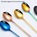Cucchiaio per mescolare bevande ghiacciate con manico lungo in acciaio inossidabile 2 pezzi 304, Stainless Steel Color, Titanium Gold, Rose Gold, Colorful, Titanium Black