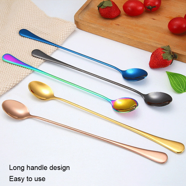 Cucchiaio per mescolare bevande ghiacciate con manico lungo in acciaio inossidabile 2 pezzi 304, Stainless Steel Color, Titanium Gold, Rose Gold, Colorful, Titanium Black