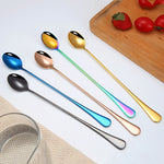 Cucchiaio per mescolare bevande ghiacciate con manico lungo in acciaio inossidabile 2 pezzi 304, Stainless Steel Color, Titanium Gold, Rose Gold, Colorful, Titanium Black