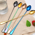 Cucchiaio per mescolare bevande ghiacciate con manico lungo in acciaio inossidabile 2 pezzi 304, Stainless Steel Color, Titanium Gold, Rose Gold, Colorful, Titanium Black
