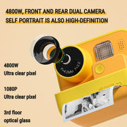 Fotocamera a stampa istantanea per bambini 4800 W Pixel Schermo da 2 pollici Fotocamera fotografica a doppio obiettivo, K27 Pink, K27 Yellow