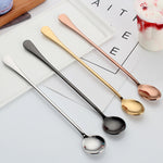2 cucchiaini rotondi addensati con manico lungo in acciaio inossidabile 304 Cucchiaio per mescolare bevande ghiacciate per caffè, Stainless Steel Color, Titanium Gold, Rose Gold, Titanium Black