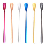 5pcs 15cm Cucchiaio in acciaio inossidabile 304 Cucchiaio a testa quadrata per caffè Cucchiaio a manico lungo, Stainless Steel Color, Titanium Gold, Rose Gold, Titanium Black, Blue, Purple