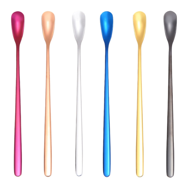 5pcs 15cm Cucchiaio in acciaio inossidabile 304 Cucchiaio a testa quadrata per caffè Cucchiaio a manico lungo, Stainless Steel Color, Titanium Gold, Rose Gold, Titanium Black, Blue, Purple