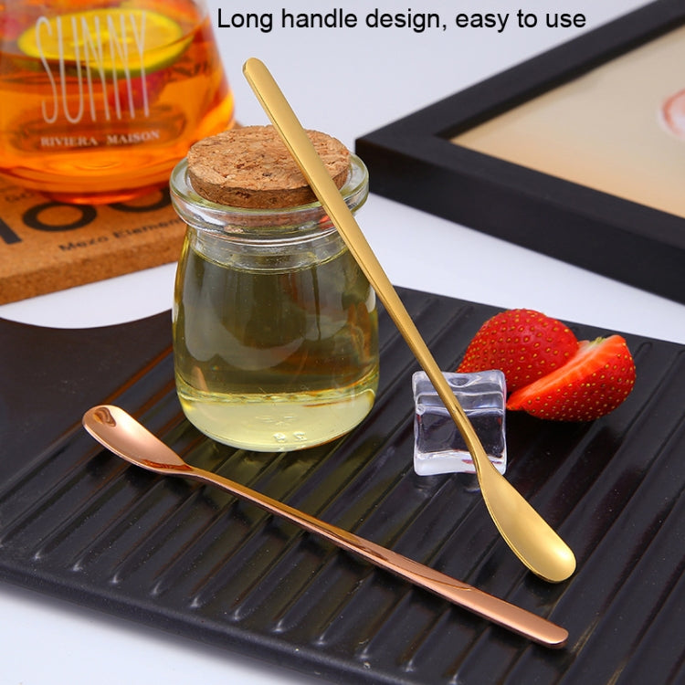 5pcs 15cm Cucchiaio in acciaio inossidabile 304 Cucchiaio a testa quadrata per caffè Cucchiaio a manico lungo, Stainless Steel Color, Titanium Gold, Rose Gold, Titanium Black, Blue, Purple