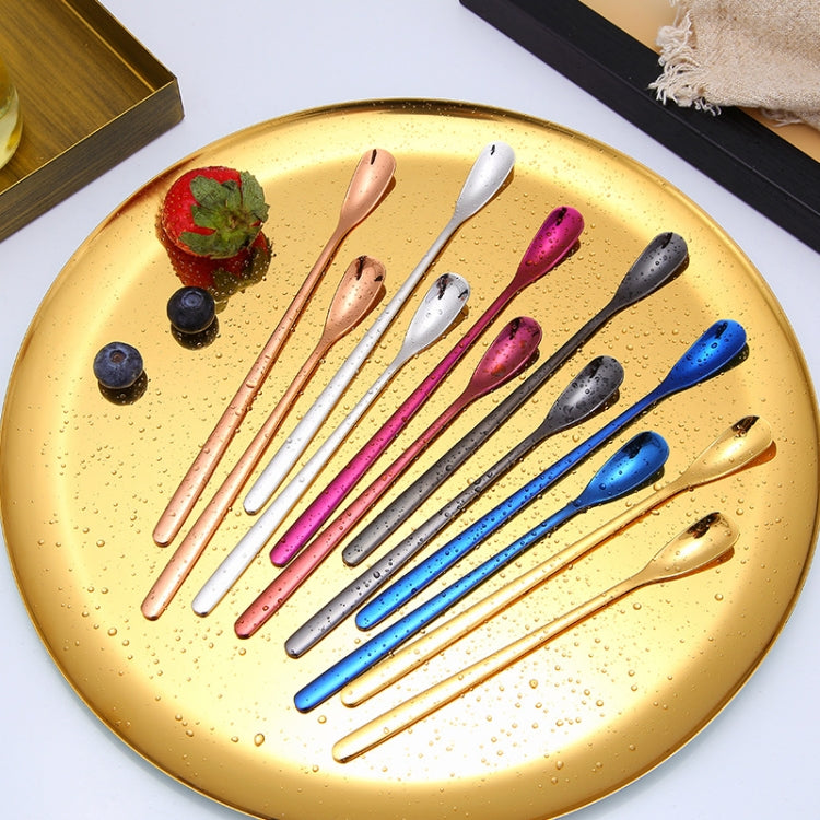 5pcs 15cm Cucchiaio in acciaio inossidabile 304 Cucchiaio a testa quadrata per caffè Cucchiaio a manico lungo, Stainless Steel Color, Titanium Gold, Rose Gold, Titanium Black, Blue, Purple