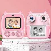 Fotocamera a stampa istantanea 1080P Schermo IPS da 2,8 pollici Fotocamera per bambini a doppia lente anteriore e posteriore, Pink, Yellow, Blue, Pink+32G Card, Yellow+32G Card, Blue+32G Card