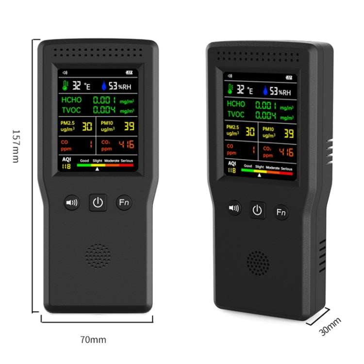 Rilevatore di formaldeide portatile ad alta precisione con rilevatore di qualità dell'aria 9 in 1, White, Black