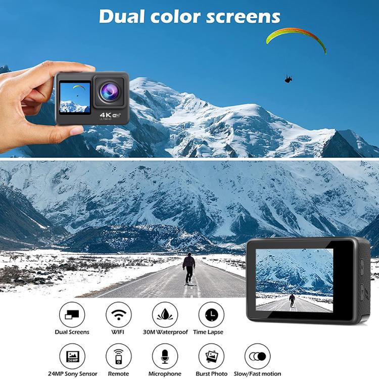 WIFI Colore Dual-Screen HD 4K Anti-Shake Video Telecamera sportiva impermeabile per esterni, Q60AR