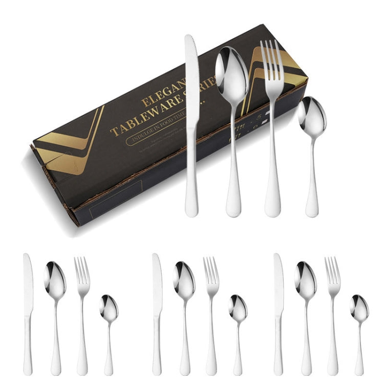 Coltello e forchetta in acciaio inossidabile placcato in oro con scatola da 16 pezzi / set Posate occidentali, Stainless Steel Color, Gold, Rose Gold, Colorful, Black