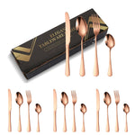 Coltello e forchetta in acciaio inossidabile placcato in oro con scatola da 16 pezzi / set Posate occidentali, Stainless Steel Color, Gold, Rose Gold, Colorful, Black