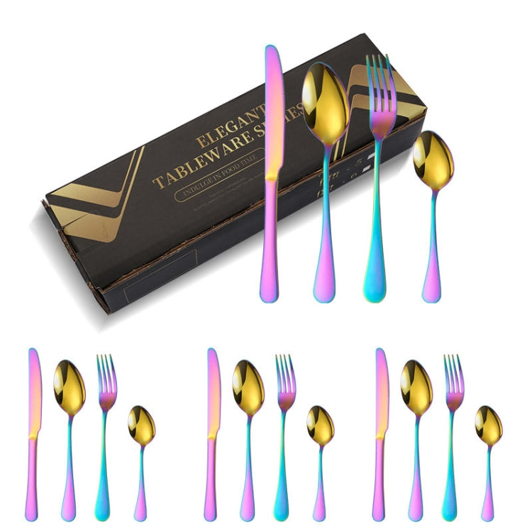 Coltello e forchetta in acciaio inossidabile placcato in oro con scatola da 16 pezzi / set Posate occidentali, Stainless Steel Color, Gold, Rose Gold, Colorful, Black