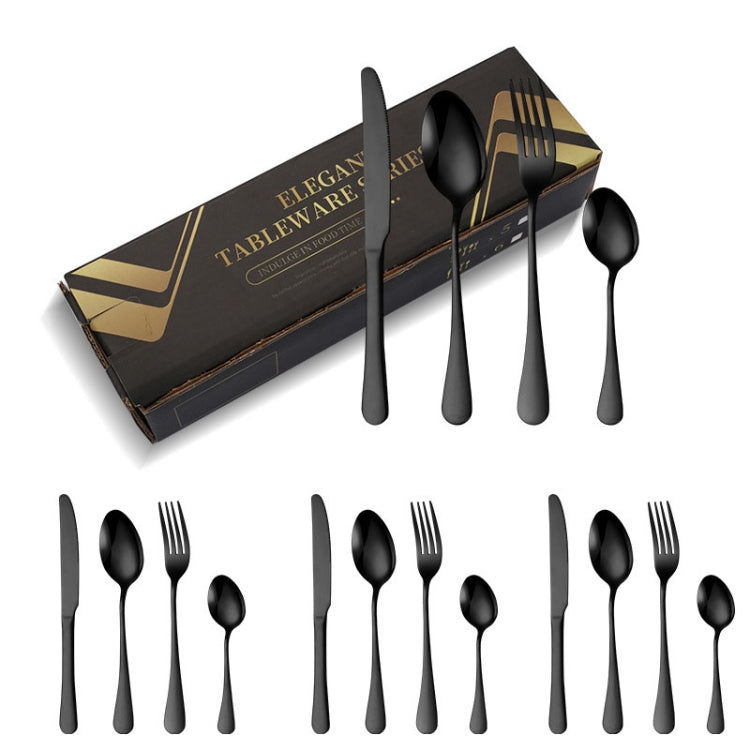 Coltello e forchetta in acciaio inossidabile placcato in oro con scatola da 16 pezzi / set Posate occidentali, Stainless Steel Color, Gold, Rose Gold, Colorful, Black