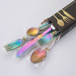 Coltello e forchetta in acciaio inossidabile placcato in oro con scatola da 16 pezzi / set Posate occidentali, Stainless Steel Color, Gold, Rose Gold, Colorful, Black