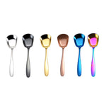 Cucchiaio piccolo in acciaio inossidabile 304 da 2 pezzi Cucchiaio da portata a fondo piatto ispessito lucido a testa piatta, Stainless Steel Color, Titanium Gold, Rose Gold, Colorful, Black, Blue