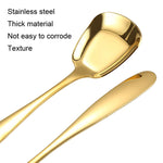 Cucchiaio piccolo in acciaio inossidabile 304 da 2 pezzi Cucchiaio da portata a fondo piatto ispessito lucido a testa piatta, Stainless Steel Color, Titanium Gold, Rose Gold, Colorful, Black, Blue