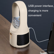 Ventilatore senza lama di ricarica USB da tavolo Ventilatore con display digitale a LED verticale portatile, White, Black, Milk Coffee