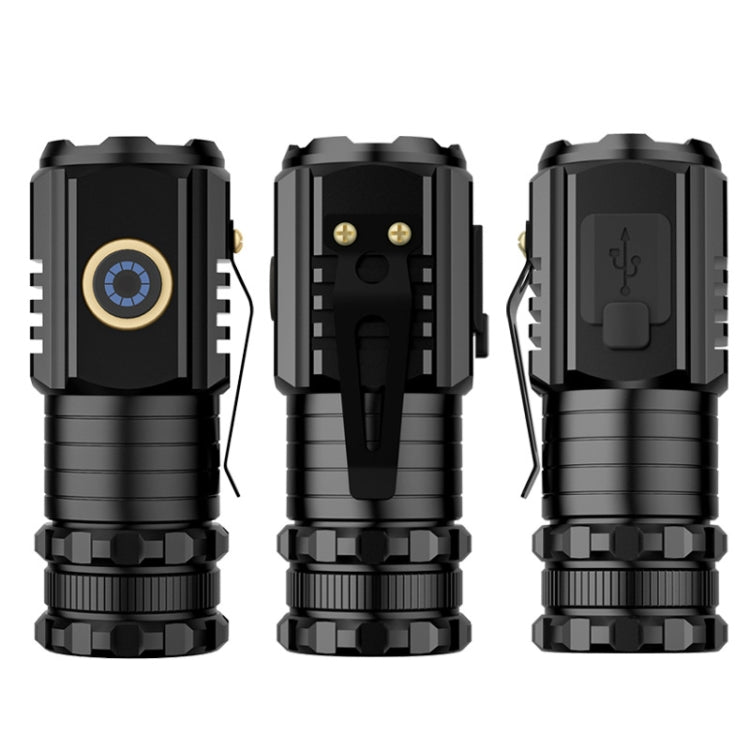 Mini torcia a 3 LED ricaricabile impermeabile 2000LM Torcia super luminosa, Tail No Magnet, Tail Magnet