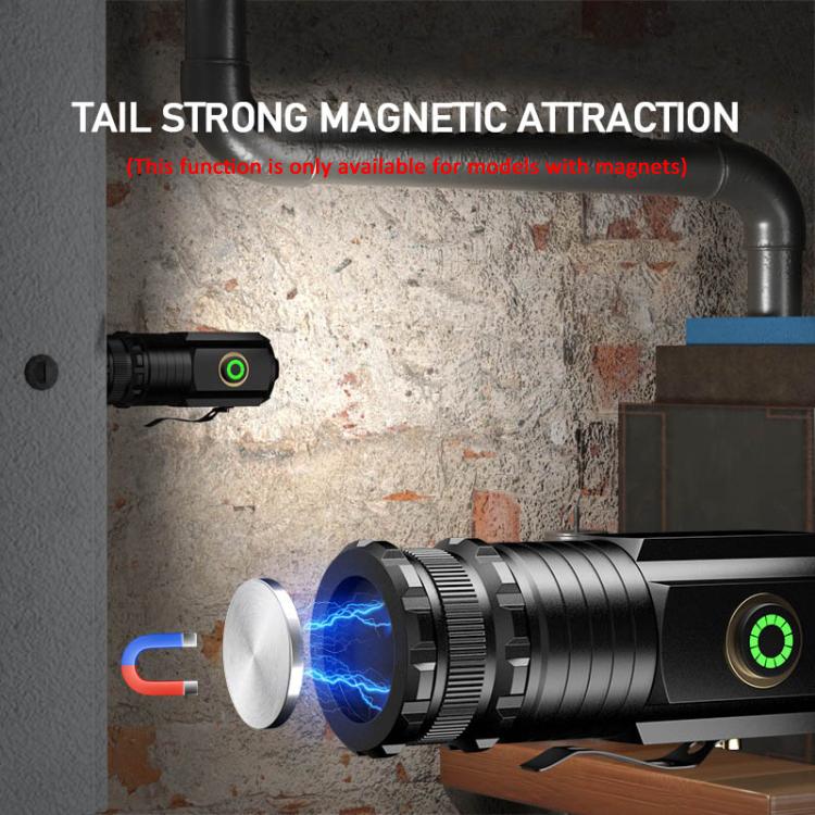 Mini torcia a 3 LED ricaricabile impermeabile 2000LM Torcia super luminosa, Tail No Magnet, Tail Magnet