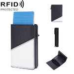 Baellerry RFID Antifurto Scatola in alluminio Portafoglio in pelle Side Push Porta carte antimagnetico a contrasto