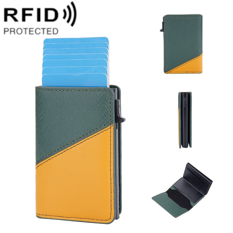 Baellerry RFID Antifurto Scatola in alluminio Portafoglio in pelle Side Push Porta carte antimagnetico a contrasto
