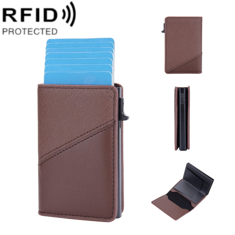 Baellerry RFID Antifurto Scatola in alluminio Portafoglio in pelle Side Push Porta carte antimagnetico a contrasto