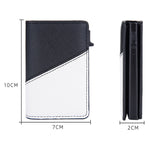 Baellerry RFID Antifurto Scatola in alluminio Portafoglio in pelle Side Push Porta carte antimagnetico a contrasto