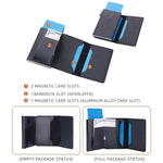 Baellerry RFID Antifurto Scatola in alluminio Portafoglio in pelle Side Push Porta carte antimagnetico a contrasto