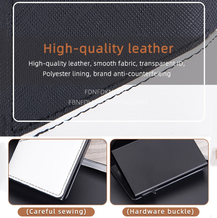 Baellerry RFID Antifurto Scatola in alluminio Portafoglio in pelle Side Push Porta carte antimagnetico a contrasto