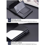 Baellerry RFID Antifurto Scatola in alluminio Portafoglio in pelle Side Push Porta carte antimagnetico a contrasto