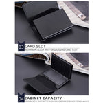 Baellerry RFID Antifurto Scatola in alluminio Portafoglio in pelle Side Push Porta carte antimagnetico a contrasto