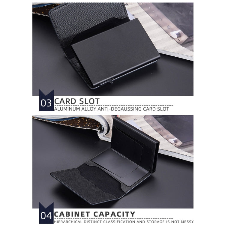 Baellerry RFID Antifurto Scatola in alluminio Portafoglio in pelle Side Push Porta carte antimagnetico a contrasto