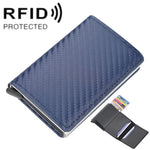 Portafoglio Baellerry RFID antifurto in pelle scozzese Portacarte in metallo con scatola di alluminio a espulsione automatica