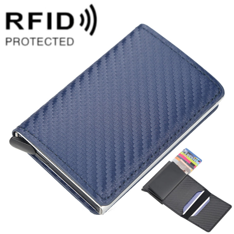 Portafoglio Baellerry RFID antifurto in pelle scozzese Portacarte in metallo con scatola di alluminio a espulsione automatica