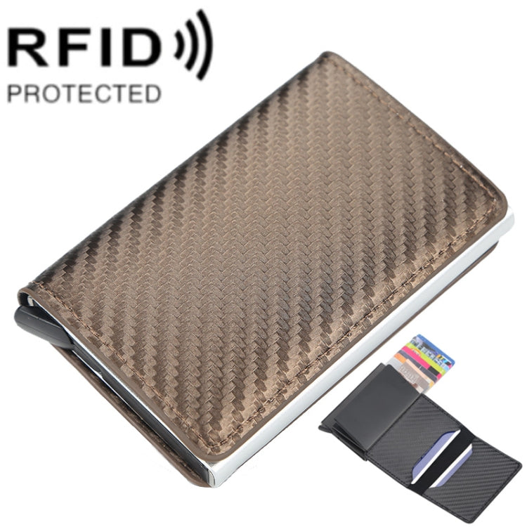 Portafoglio Baellerry RFID antifurto in pelle scozzese Portacarte in metallo con scatola di alluminio a espulsione automatica