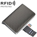 Portafoglio Baellerry RFID antifurto in pelle scozzese Portacarte in metallo con scatola di alluminio a espulsione automatica