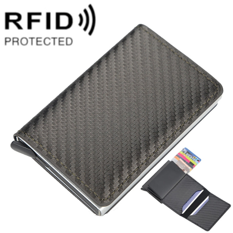 Portafoglio Baellerry RFID antifurto in pelle scozzese Portacarte in metallo con scatola di alluminio a espulsione automatica