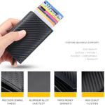 Portafoglio Baellerry RFID antifurto in pelle scozzese Portacarte in metallo con scatola di alluminio a espulsione automatica