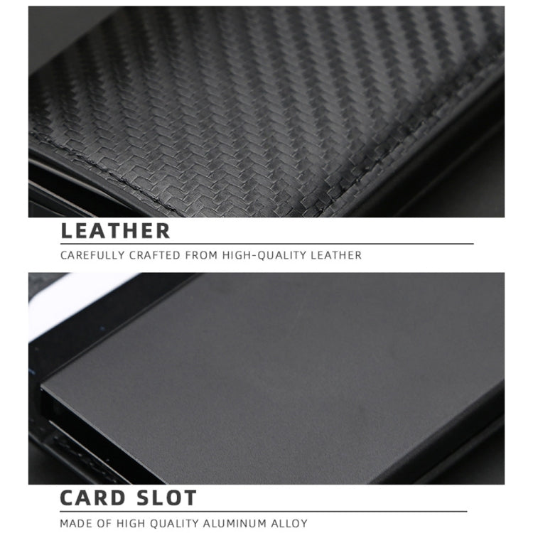 Portafoglio Baellerry RFID antifurto in pelle scozzese Portacarte in metallo con scatola di alluminio a espulsione automatica